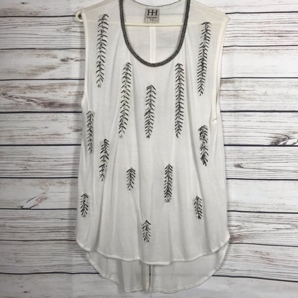 Haute Hippie Boho Beaded Leaf Tank Size Medium - Picture 1 of 8